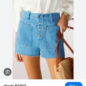 BA&SH Baras Denim Short in Bleu